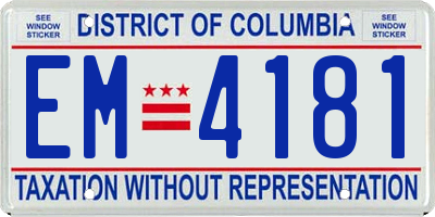 DC license plate EM4181