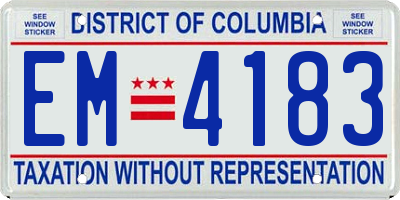 DC license plate EM4183