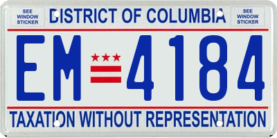 DC license plate EM4184