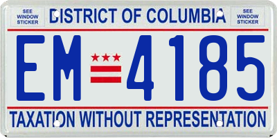 DC license plate EM4185