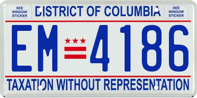 DC license plate EM4186