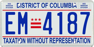 DC license plate EM4187