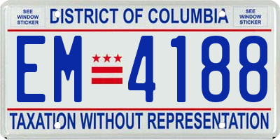 DC license plate EM4188