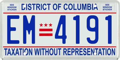 DC license plate EM4191