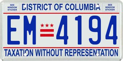 DC license plate EM4194