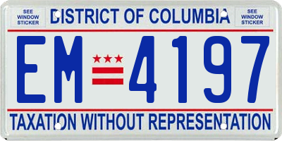 DC license plate EM4197