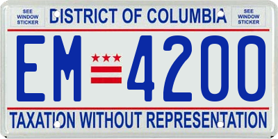 DC license plate EM4200