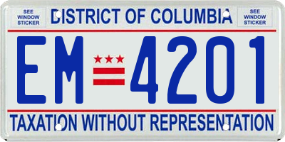 DC license plate EM4201