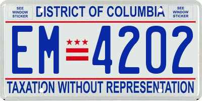 DC license plate EM4202