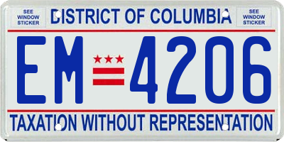 DC license plate EM4206