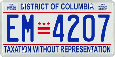 DC license plate EM4207