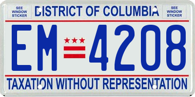 DC license plate EM4208