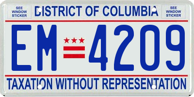 DC license plate EM4209