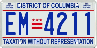 DC license plate EM4211