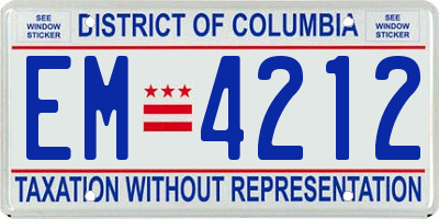 DC license plate EM4212