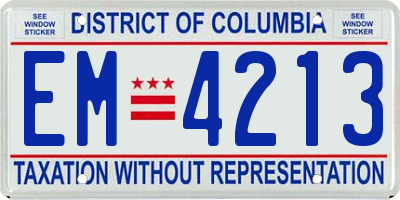 DC license plate EM4213