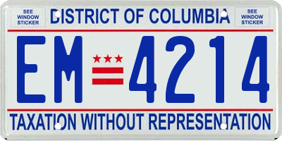 DC license plate EM4214