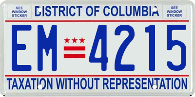 DC license plate EM4215