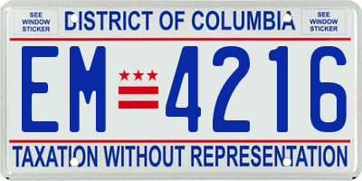 DC license plate EM4216