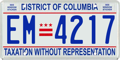 DC license plate EM4217