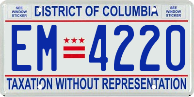 DC license plate EM4220