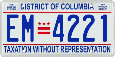 DC license plate EM4221