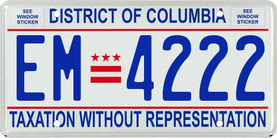 DC license plate EM4222