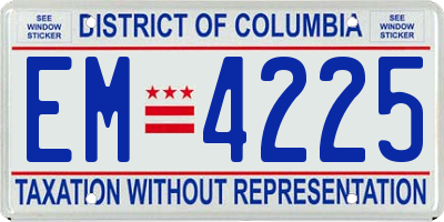 DC license plate EM4225