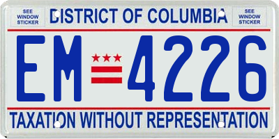 DC license plate EM4226