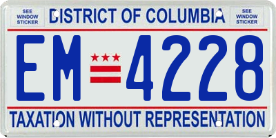 DC license plate EM4228