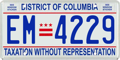 DC license plate EM4229