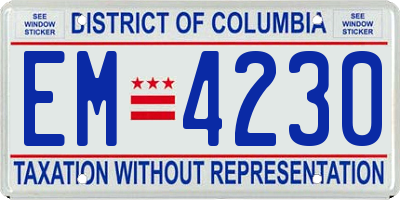 DC license plate EM4230