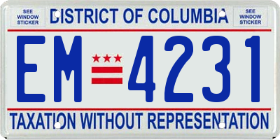 DC license plate EM4231