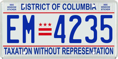 DC license plate EM4235