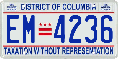 DC license plate EM4236