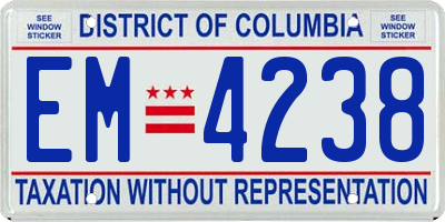 DC license plate EM4238