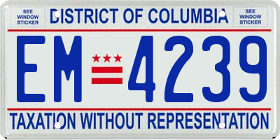 DC license plate EM4239