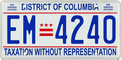 DC license plate EM4240