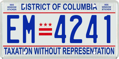 DC license plate EM4241