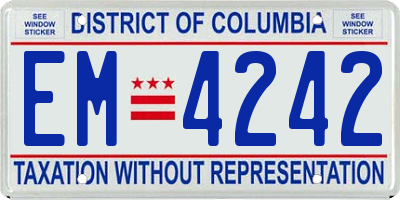 DC license plate EM4242