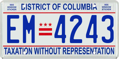 DC license plate EM4243