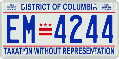 DC license plate EM4244