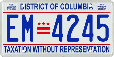 DC license plate EM4245