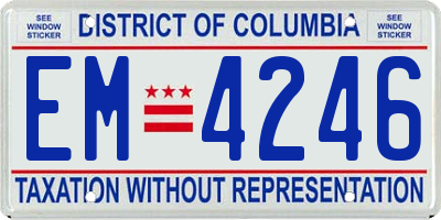 DC license plate EM4246