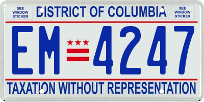 DC license plate EM4247