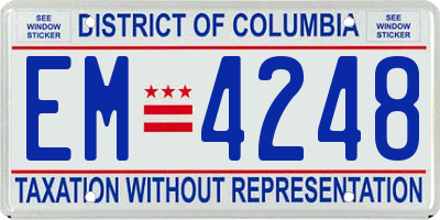 DC license plate EM4248