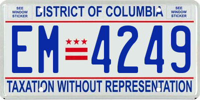 DC license plate EM4249