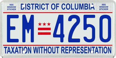 DC license plate EM4250