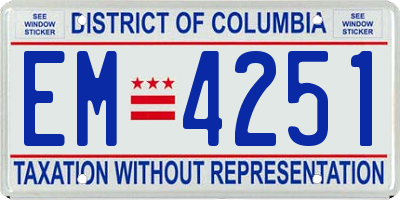 DC license plate EM4251