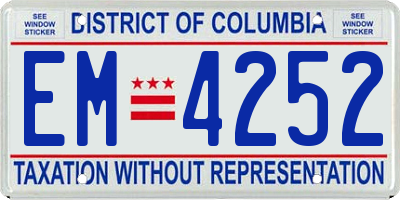 DC license plate EM4252